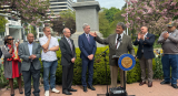 Rep. Latimer speaking front of the Civil War monument